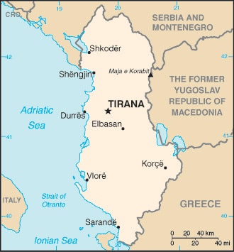 Early on the morning of Nov. 26, a violent 6.4-magnitude earthquake struck Albania, claiming over 20 lives, injuring 600 and collapsing buildings. Map of Albania courtesy of Wikimedia Commons.