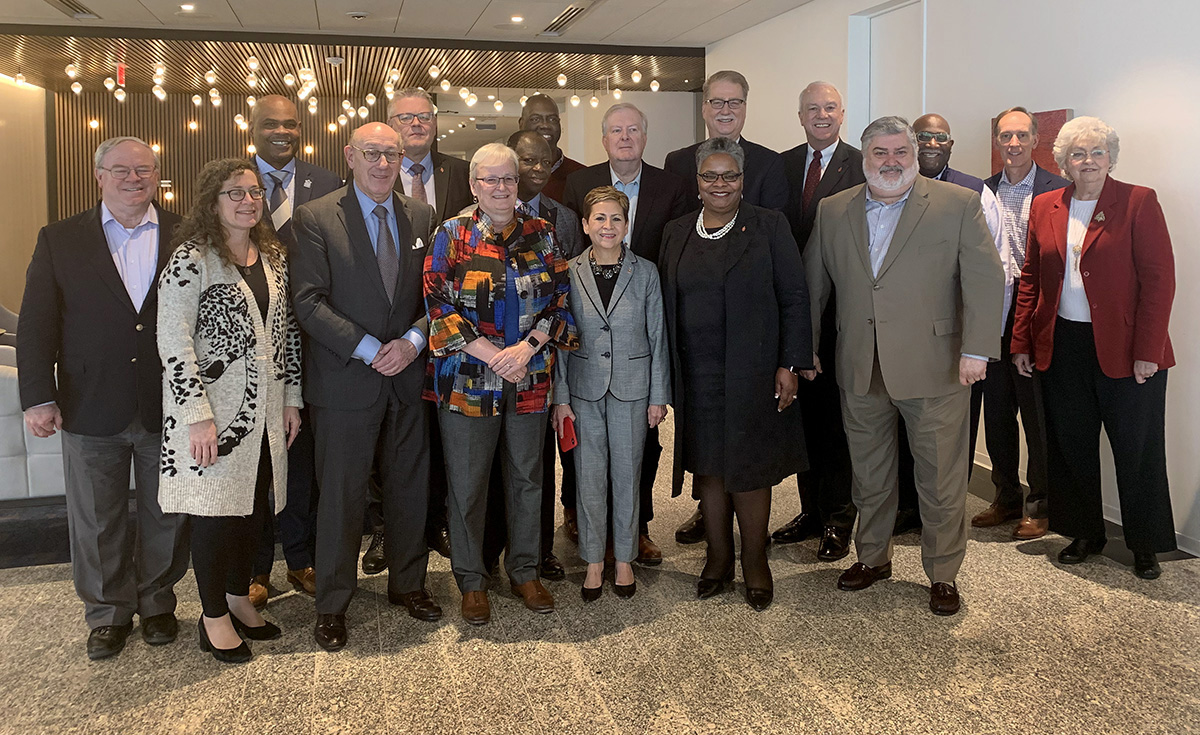  Members of a diverse group of bishops and other United Methodist leaders gather for a group photo in Washington after reaching agreement on a proposal that would maintain The United Methodist Church but allow traditionalist congregations to separate into a new denomination. Photo courtesy of the Mediation Team.