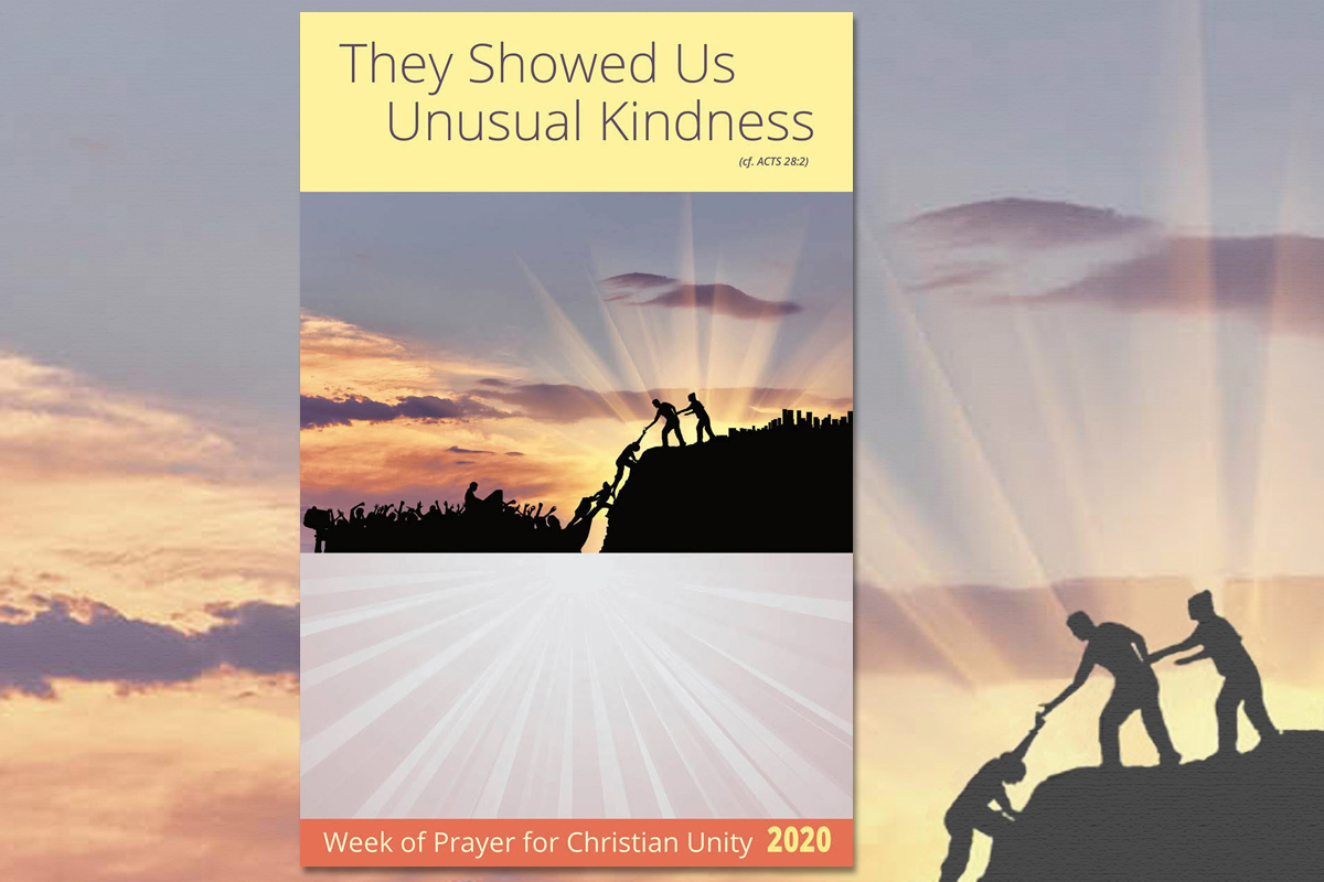 The Week of Prayer for Christian Unity is Jan. 18-25. This year’s theme, selected by representatives from Christian churches in Malta, is “They Showed Us Unusual Kindness.” Poster image courtesy of Graymoor Ecumenical & Interreligious Institute.