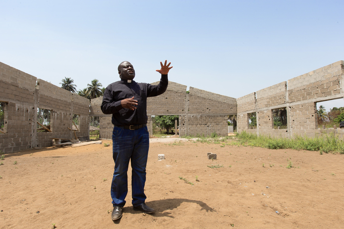 The Rev. Jean Claude Masuka Maleka hopes to raise funds that would allow him to complete construction of a new United Methodist church in the village of Akrou, Côte d'Ivoire.