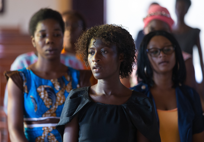 Participants in a young women's Bible study sing during class at Nazareth United Methodist Church. Photo by Mike DuBose, UMNS.