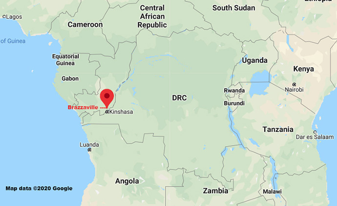 Brazzaville, the capital of the Republic of Congo, sits along the Congo River opposite Kinshasa, the capital of the Democratic Republic of Congo. Central Congo Bishop Daniel Lunge is working with local leaders to establish the first United Methodist Church presence in the Republic of Congo. Map data ©2020 Google.