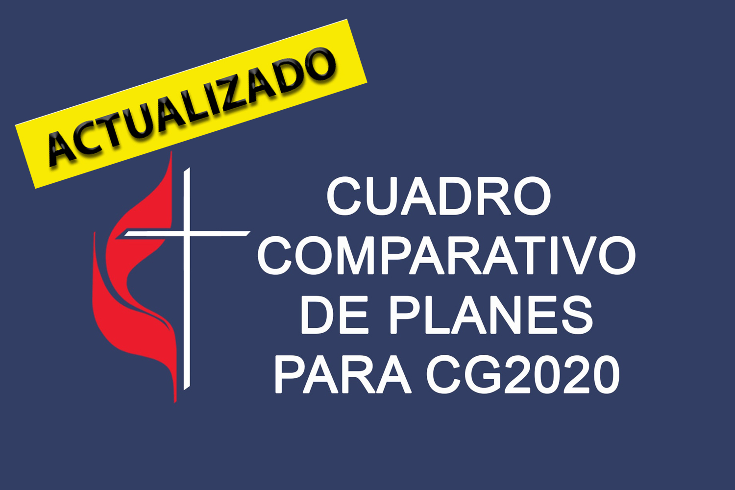 Cuadro comparativo actualizado de planes para la CG 2020. Gráfico versión en español Rev. Gustavo Vasquez, Noticias MU.