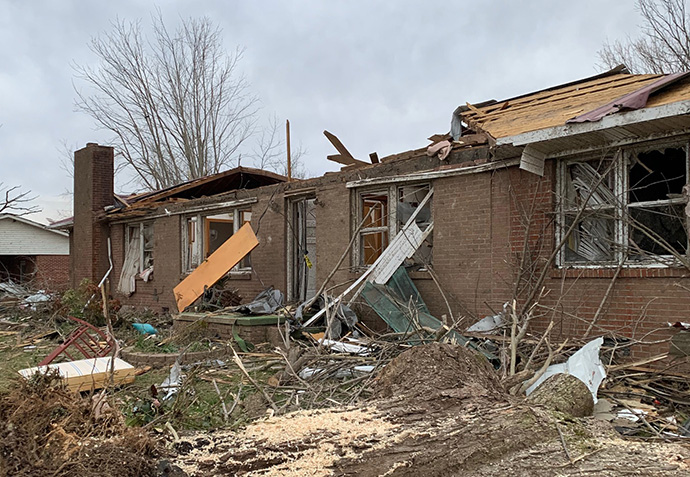 The Rev. Jackie Wheeler's home, just outside Cookeville, Tenn., has been declared a total loss from damage suffered in a March 3 tornado. Wheeler is a 74-year-old retired United Methodist elder still serving a church in the area. Photo by Avery Bain.