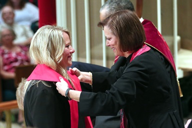 Tiffany Nagel Monroe (left) receives the stole of an elder from the Rev. Linda Harker during a service of ordination June 1, 2016, at St. Luke's United Methodist Church, in Oklahoma City. A report by the Ministry Study Commission about the future of the ordination ministry was presented during the pre-General Conference 2020 briefing held Jan. 23-24 in Nashville. File photo by Hugh W. Scott, Oklahoma Conference. Tiffany Nagel Monroe (left) receives the stole of an elder from the Rev. Linda Harker during a service of ordination June 1, 2016, at St. Luke's United Methodist Church, in Oklahoma City. A report by the Ministry Study Commission about the future of the ordination ministry was presented during the pre-General Conference 2020 briefing held Jan. 23-24 in Nashville. File photo by Hugh W. Scott, Oklahoma Conference.