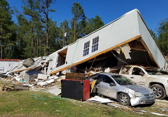 A home lies in ruins after a tornado tore through the town of North, South Carolina. Photo by Billy Robinson, SC UMVIM/Early Response Team Coordinator.