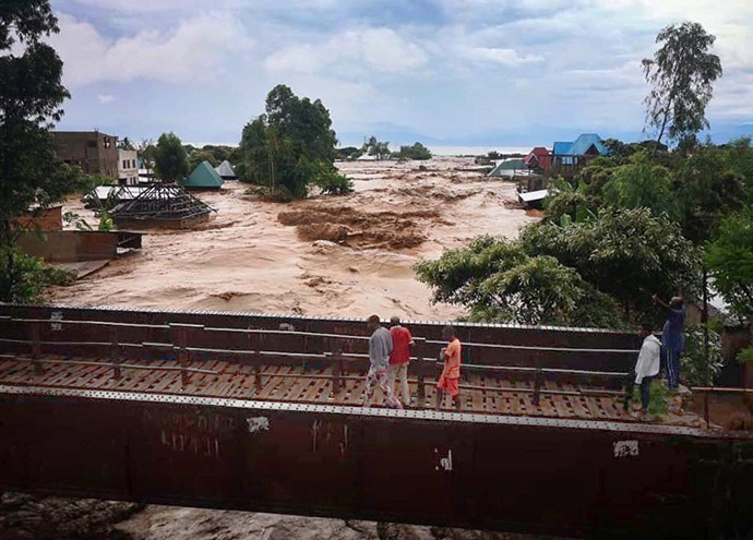 Floodwaters washed away homes and buildings, including two United Methodist schools (Kasenga and Suki), in Kasenga, Congo, in the Uvira District. Photo by Philippe Kituka Lolonga, UM News. 