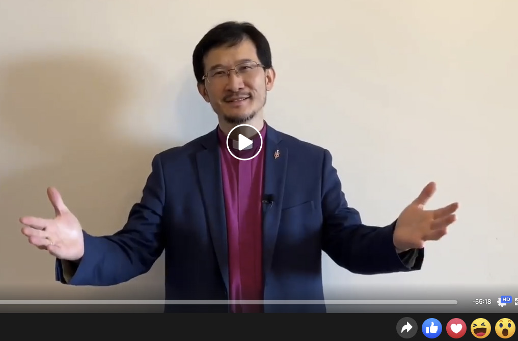 Eurasia Area Bishop Eduard Khegay posts live greetings on his Facebook page to viewers in Russia and around the globe during the “stay home, stay safe” phase of the CORVID-19 social distancing. Photo courtesy of Bishop Eduard Khegay’s Facebook.