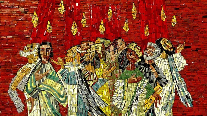 사도들의 머리 위에 임한 성령의 불을 형상화한 오순절 모자이크. 이미지, 홀거 슈에, 픽사베이. 사도들의 머리 위에 임한 성령의 불을 형상화한 오순절 모자이크. 이미지, 홀거 슈에, 픽사베이.