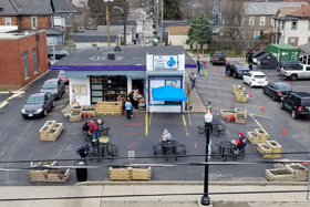 The United Methodist Church for All People in Columbus, Ohio, has adapted its food ministry during the COVID-19 outbreak. People used to be able to enter the All People's Fresh Market and get their own goods, but now they're asked to drive up and volunteers will bring food boxes to their cars. Photo courtesy of the Church for All People.