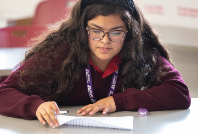 Ruth Moreno takes the midterm exam for her Spanish literature class at the Lydia Patterson Institute in El Paso, Texas, in November 2019. Moreno is one of 72 seniors at the United Methodist school who will graduate July 6. Due to the COVID-19 pandemic, the socially distanced ceremony that will be livestreamed to family members. File photo by Mike DuBose, UM News.