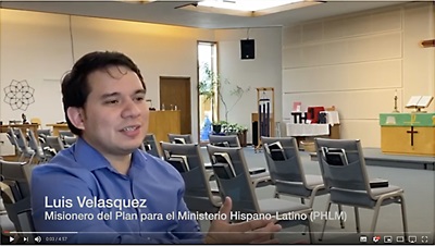 Captura de pantalla de la entrevista al misionero Luis Velasquez, producido por el equipo de comunicadores del Plan para el Ministerio Hispano-Latino (PHLM) de La Iglesia Metodista unida. 