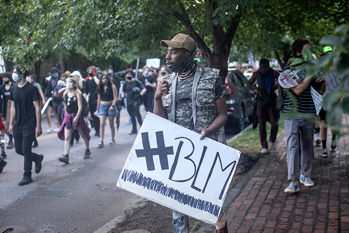 People walk in support of the Black Lives Matter movement during a June 4 march in Nashville, Tenn. The Rev. James Lawson says he has watched the movement growing as people have gathered in 700 cities to speak the names of people killed by police. File photo by Kathleen Barry, UM News.