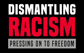 The program, “Dismantling Racism: Pressing on to Freedom,” is a multi-agency effort of The United Methodist Church to end racism and racial inequality. Logo courtesy of United Methodist Communications.