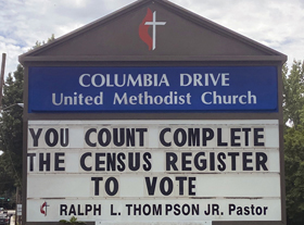 Columbia Drive United Methodist Church in Decatur, Georgia, is among the congregations across the U.S. encouraging people to turn in their census forms. Photo courtesy of Taressa Thompson. 