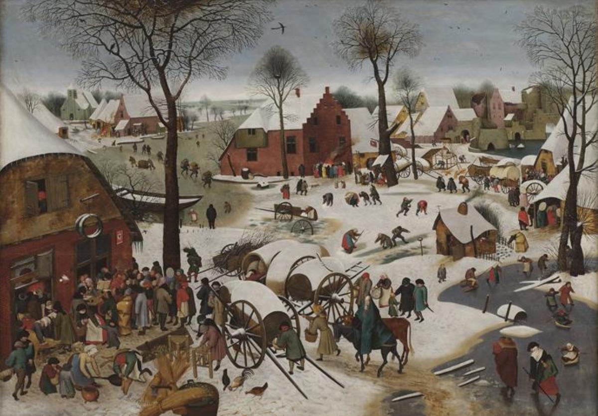 “The Census at Bethlehem” painted in 1566 by Flemish artist Pieter Bruegel the Younger from a model by the artist's father, Pieter Bruegel the Elder. The painting is in the Royal Museums of Fine Arts of Belgium in Brussels. Photo courtesy of Wikimedia Commons.