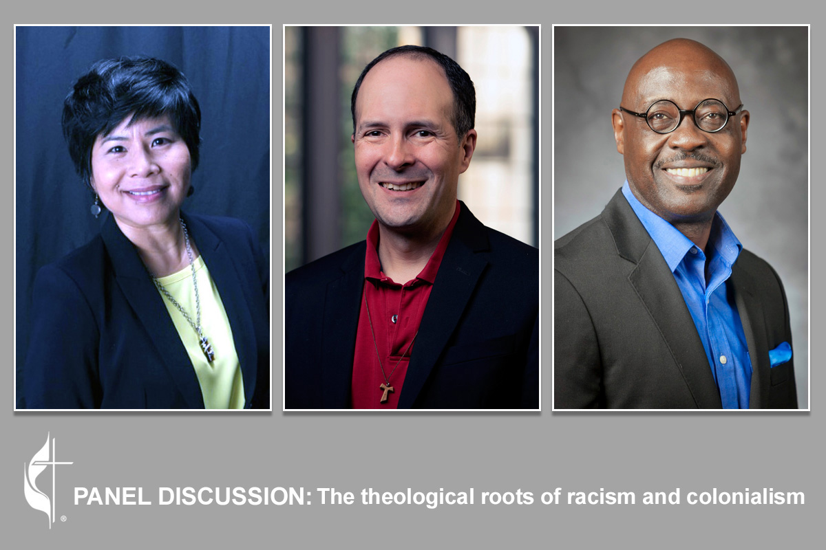 Speakers for the Sept. 16 panel discussion on the theological roots of racism and colonialism are (left to right) the Revs. Mai-Anh Le Tran, Edgardo Colón-Emeric and Willie James Jennings. The United Methodist Church held the livestreamed discussion as part of its Dismantling Racism series. Photos courtesy of Tran, Jennings, and photo of Colón-Emeric by Les Todd; graphic by Laurens Glass, UM News. Speakers for the Sept. 16 panel discussion on the theological roots of racism and colonialism are (left to right) the Revs. Mai-Anh Le Tran, Edgardo Colón-Emeric and Willie James Jennings. The United Methodist Church held the livestreamed discussion as part of its Dismantling Racism series. Photos courtesy of Tran, Jennings, and photo of Colón-Emeric by Les Todd; graphic by Laurens Glass, UM News.