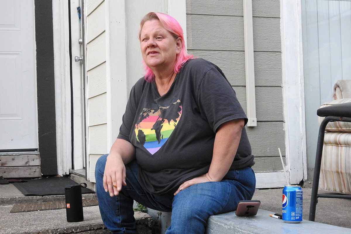 Billie Jean Baker has an apartment now but for about three years had no home of her own and often slept outside Dallas’ Oaklawn United Methodist Church. She recently received a Harry Denman Evangelism Award for helping the church expand its ministry with the homeless. Photo by Sam Hodges, UM News.