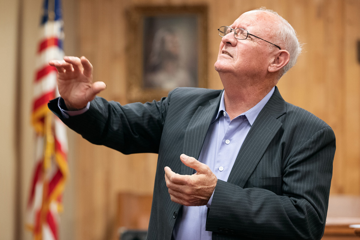 The Rev. James Paris leads a service of prayer for the 2020 U.S. presidential election at New Life United Methodist Church in Ripley, Tenn. Photo by Mike DuBose, UM News.