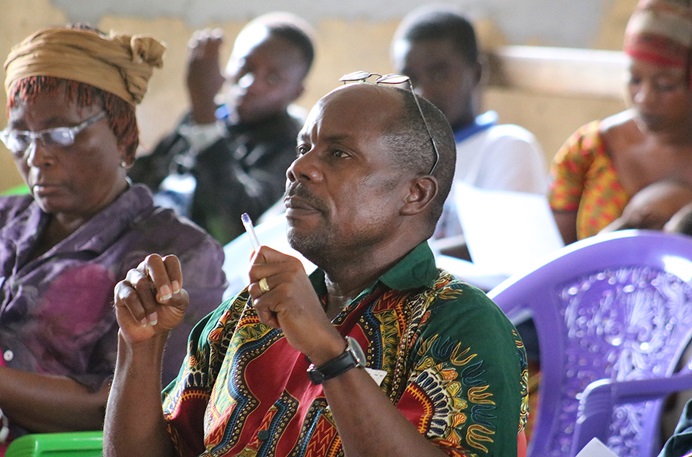 The Rev. H. Jumane Weekie, Sr., pastor of the St. Mark Lutheran Church in Gbarnga, Liberia, attends The United Methodist Church’s training on drug abuse and its effects in the community. Photo by E Julu Swen, UM News. 