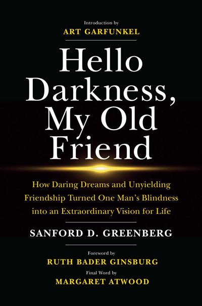 Cover art for “Hello Darkness, My Old Friend,” written by Sanford D. Greenberg. Image courtesy of Simon and Schuster.