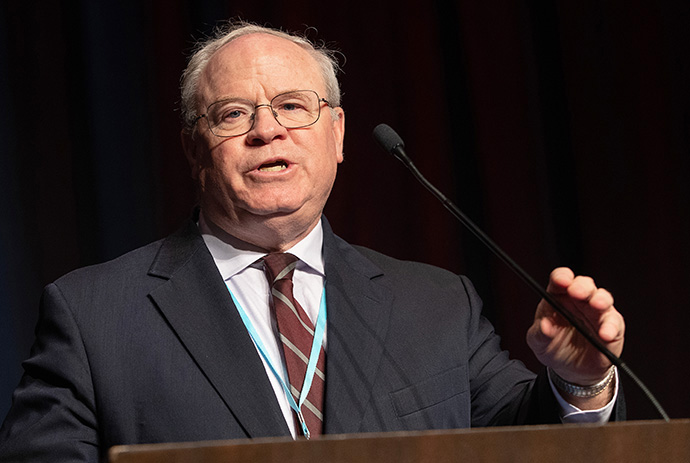 The Rev. Keith Boyette addresses the 2020 Pre-General Conference Briefing in Nashville, Tenn. Boyette is chair of the transitional leadership council for the Global Methodist Church, a planned denomination for traditionalists planning to separate from The United Methodist Church. File photo by Mike DuBose, UM News.