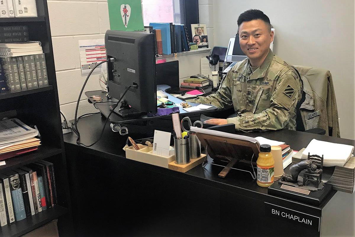 The Rev. DooSoo Lee, an elder in the Northern Illinois Conference of The United Methodist Church, serves soldiers at the U.S Army’s Garrison Humphreys in Pyeongtaek, South Korea, where he is currently deployed. Photo courtesy of the Rev. DooSoo Lee, U.S. Army.