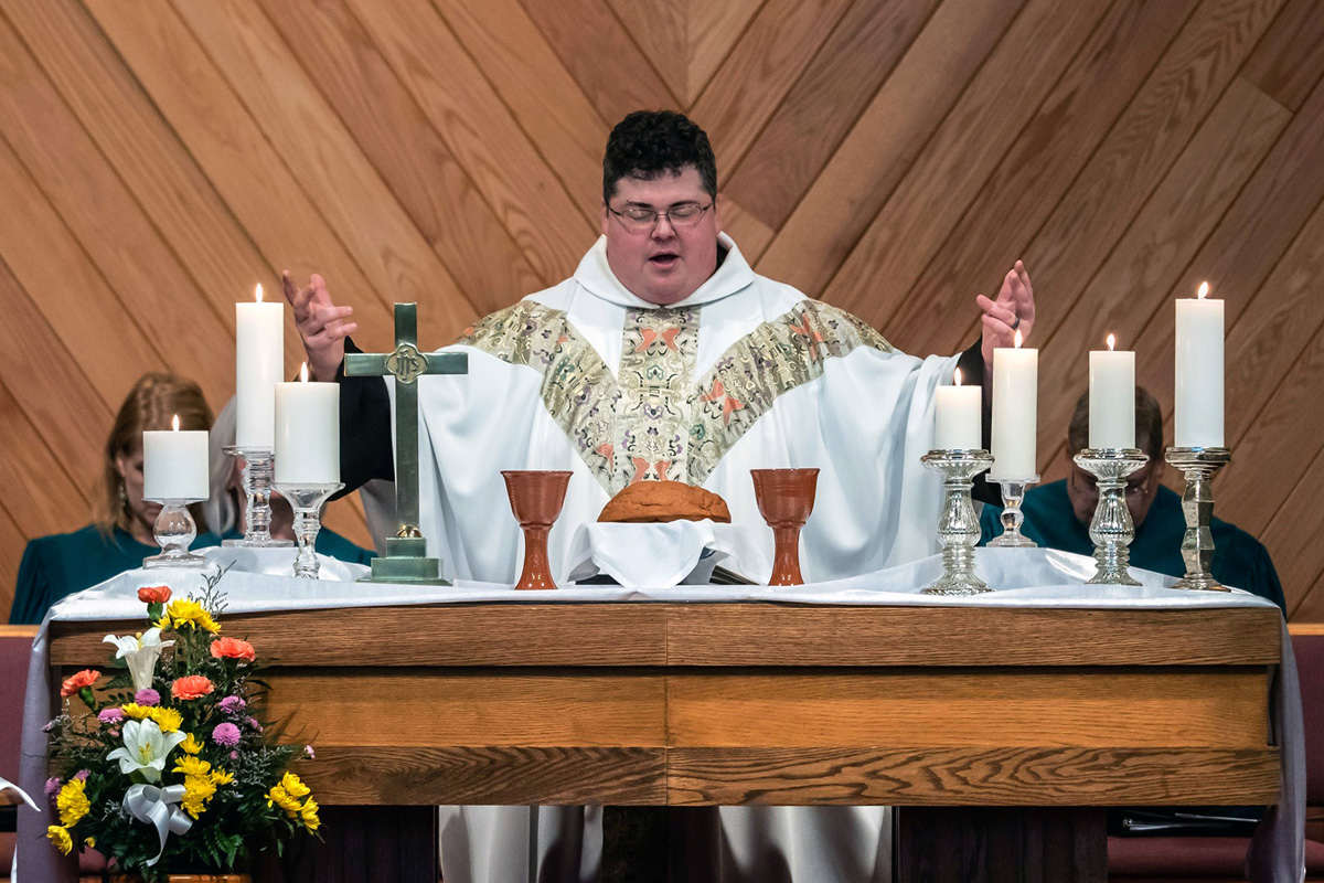 The Rev. Derek Kubilus serves as pastor of Uniontown United Methodist Church in Uniontown, Ohio, though “vicar” is his preferred title. Earlier this year, he debuted “Cross Over Q,” a podcast offering a Christian response to the QAnon conspiracy movement. Photo by Brian Koch.