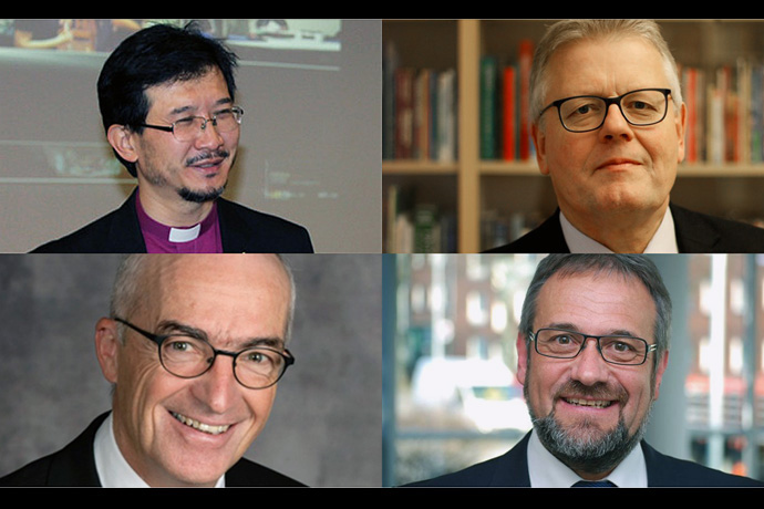 The three European central conferences of The United Methodist Church covering 32 countries and 10 time zones are making plans for a proposed denomination-wide split. Four bishops (clockwise from top left), Edward Khegay, Christian Alsted, Harald Rückert and Patrick Streiff, have drafted next steps should a separation plan win General Conference approval. Image courtesy of the bishops.