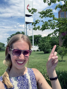 The Rev. Bonnie Scott is intrigued by Brood X cicadas, to the point of preaching a sermon inspired by their life history. Scott is pastor of Trinity United Methodist Church in Germantown, Maryland. Photo courtesy of the Rev. Bonnie Scott.