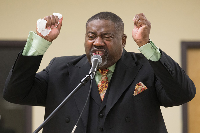 The Rev. Mark Windley gives the sermon at Amazing Grace Community of Faith, a United Methodist church in Louisville, Ky., in 2015. In June, Gammon Theological Seminary surveyed Black pastors and leaders about their experiences during COVID-19. Survey questions focused on the pandemic’s impact on emotional well-being, church finances, average worship attendance, launching virtual worship, and how the church remained in mission and ministry during and after quarantine. File photo by Mike DuBose, UM News.   