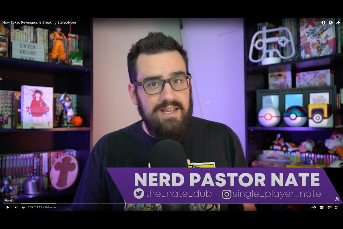 The Rev. Nathan Webb is pastor of Checkpoint Church, which was designed to be exclusively virtual. The church utilizes social media platforms Twitch, Discord and YouTube to build community. Screenshot courtesy of Checkpoint Church via YouTube. 