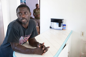 Ronald Fildor, 43, left Haiti in 2014, fleeing violence and misery. He worked hard in several countries, saving money to go to the U.S., before arriving at the Christ Ministry Center in San Diego. “We have experience working on large construction sites, in maintenance or many other jobs that we learned,” Fildor said. “But my dream is to drive those big trucks that you see on the roads here.” Photo Mike DuBose, UM News.