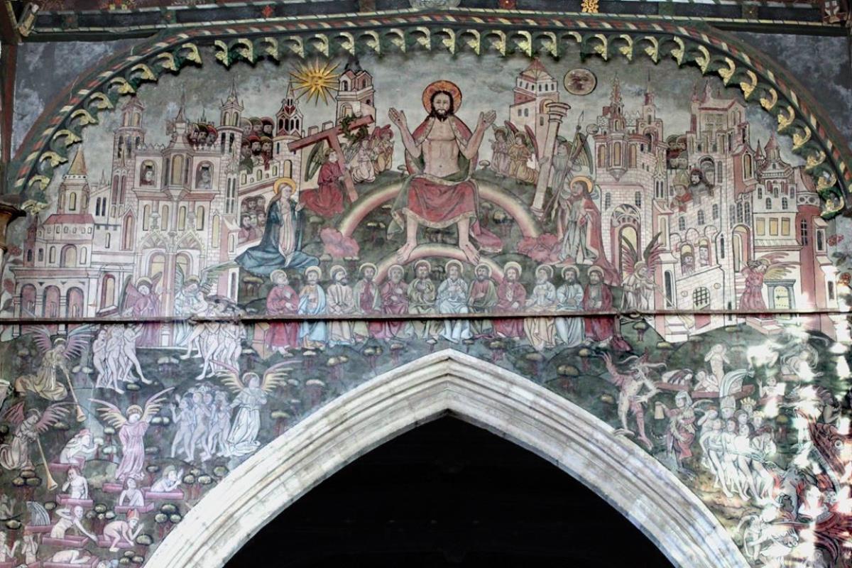 영국 살리스베리에 소재한 토마스 교회에 있는 중세 시대에 그려진 최후의 심판 그림. 사진 제공, 네시노, 위키미디아커먼즈.