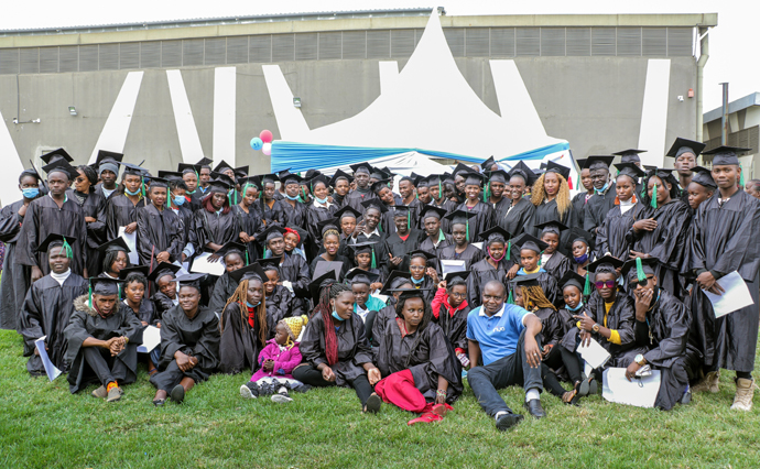 The Inua Partners in Hope class of 2021 poses for a photo during a graduation ceremony on Sept. 3 in Naivasha, Kenya. This is the fourth graduating class, bringing the number of graduates of the program to over 900. Photo by Gad Maiga, UM News.