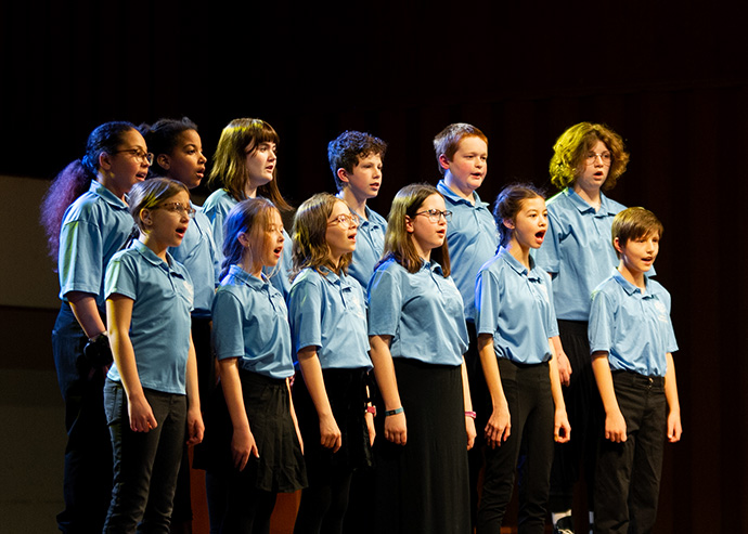 Students from the Nebraska Academy of Vocal Arts sing during a March 28 concert to benefit Ukraine. The event was held at United Methodist-affiliated Nebraska Wesleyan University in Lincoln. Photo © Allison Woods Photography.