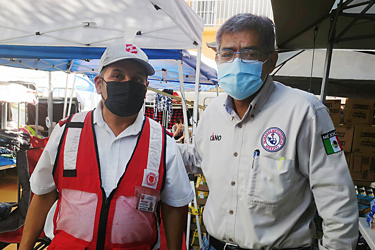 Maj. Gerardo Ortiz (left), leader of the Salvation Army in Tijuana, Mexico, and Bishop Felipe Ruiz, episcopal leader of the Northwest Annual Conference of the Methodist Church of Mexico A.R., have been working collaboratively to serve immigrant communities on the border, and they are now serving refugees from Ukraine. Photo courtesy of Bishop Felipe Ruiz, Methodist Church of Mexico A.R.