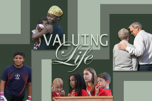 The United Methodist Church values life at all stages. Photos by Mike DuBose; graphic by Laurens Glass, United Methodist Communications.