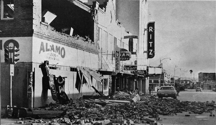 Hurricane Celia hit the Coastal Bend of Texas on Aug. 3, 1970, killing 15 people and damaging thousands of buildings. The First United Methodist Church of Aransas Pass, Texas, was intact and served as its community’s hospital for four months, seeing more than 80 births in converted Sunday school rooms. Photo by Jay Phagan via Wikimedia Commons.