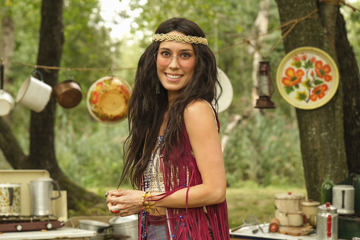 Actress Sheila Carrasco in character as the hippie Flower on the CBS show “Ghosts.” She is the daughter of the Rev. Oscar Carrasco, a retired United Methodist pastor and superintendent. Photo by Betrand Calmeau/CBS.