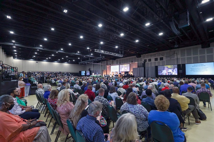 Conference members ratified disaffiliation agreements and prayed over departing churches during the 2022 North Georgia Annual Conference that took place June 2-4. In an email sent out Dec. 28, 2022, North Georgia Conference leaders announced they were pausing for now approving anymore disaffiliations. File photo courtesy of the North Georgia Conference.