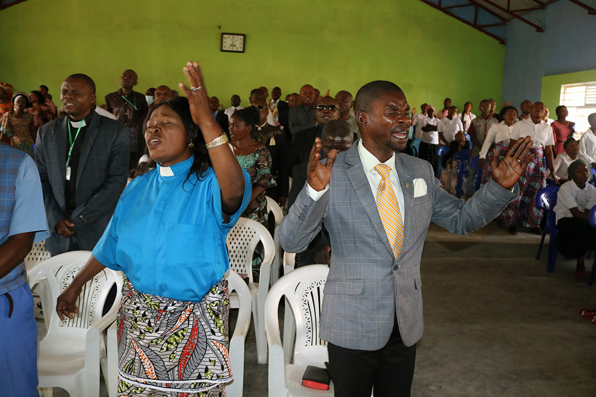 United Methodists pray for peace in eastern Congo during a national day of prayer service in Goma, Congo, in 2022. Church leaders are calling for efforts to restore peace in North Kivu and Ituri after a Jan. 15 attack on a Pentecostal church killed 17 and injured 20. File photo by Philippe Kituka Lolonga, UM News.