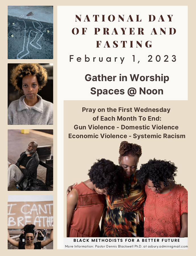 A flyer for Black Methodists for a Better Future’s national day of prayer and fasting on Feb. 1. Image courtesy of the Rev. Dennis Blackwell. 