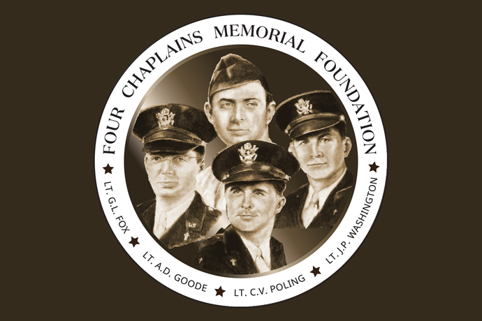  The Four Chaplains Memorial Foundation's mission is to tell the story of the “Four Chaplains” to promote Interfaith Cooperation and Selfless Service in individuals and organizations. The mission of the Corporation is to encourage selfless service in the tradition of The Four Chaplains and to teach and promote interfaith understanding and cooperation among all peoples. Image courtesy of the Four Chaplains Memorial Foundation.