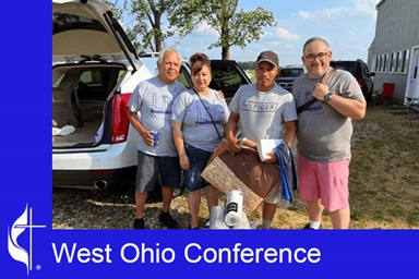 The Bridge of Hope Free Food Pantry will provide welcoming baskets containing necessities such as coats, caps and gloves, as well as a Bible and invitation to worship to workers during Lent. Photo courtesy of the West Ohio Conference.