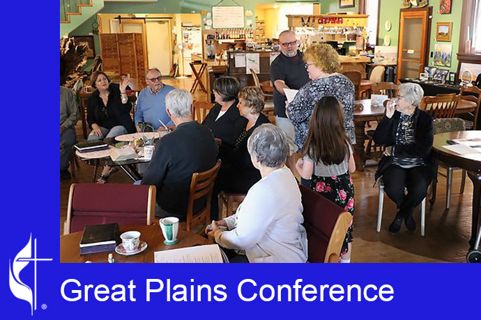 Twenty people gathered at The Most Unlikely Place in April — the largest gathering yet for Sunday mornings. Photo by David Burke, Great Plains Conference.