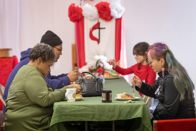 Church and community members share a weekly fellowship meal at Every Nation United Methodist Church in Anchorage. Photo by Mike DuBose, UM News.