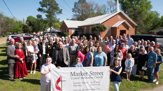 Members of Market Street United Methodist Church celebrate the congregation’s chartering on March 26. Photo courtesy of the North Texas Conference.  