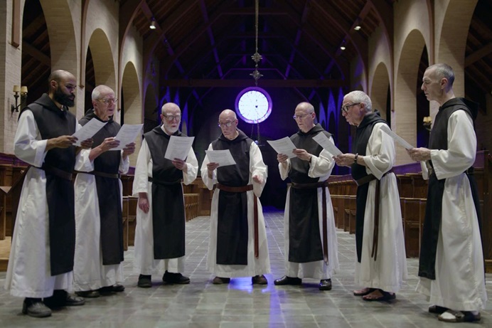 Trappist monks at St. Joseph's Abbey in Spencer, Mass., chant in the sanctuary. “Sabbath: An Ancient Tradition Meets the Modern World,” a new documentary on American Public Television, explores the Sabbath as a time for restoration and well-being in different traditions. Photo courtesy of Journey Films.