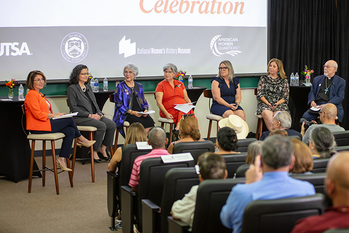 Panelists discuss the life of Jovita Idár during a Sept. 14 celebration of a new United States Mint quarter honoring the Mexican American journalist and activist, a faithful Methodist. The celebration occurred at the University of Texas at San Antonio downtown campus. Photo courtesy of the Rio Texas Conference. 